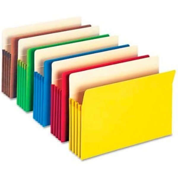 Smead Smead¬Æ 3-1/2" Accordion Expansion Colored File Pocket, Straight Tab, Lgl, Asst, 5/Pack 74892